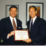 Rep. Carlos Valdes receives 1999 Florida Police Chiefs Association Award from Carlos Alvarez