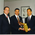 Rep. Carlos Valdes Receives 1999 Florida Sheriffs Legislative Award
Presented by:
Maury Kolchakien (left) and Carlos Alvarez (right).