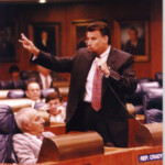 Rep. Carlos Valdes debating in the House Floor during the 1998 session.